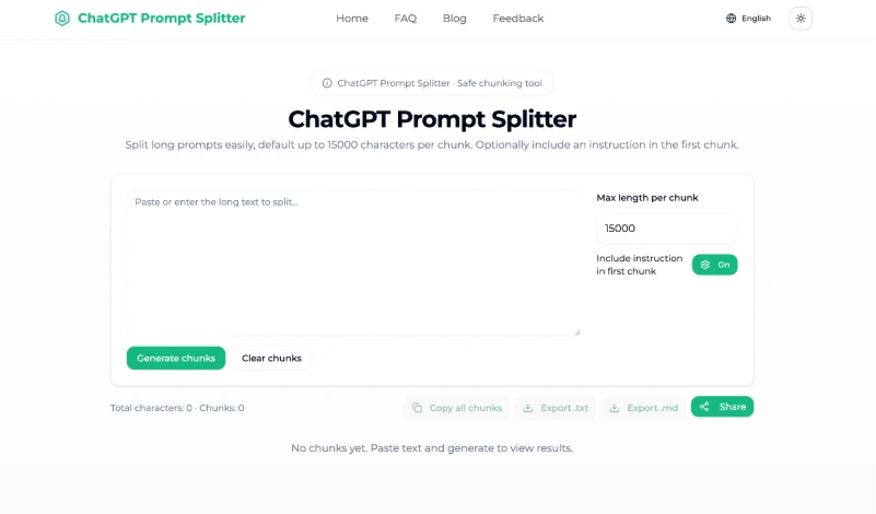 ChatGPT Prompt Splitter screenshot