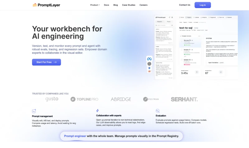 PromptLayer screenshot