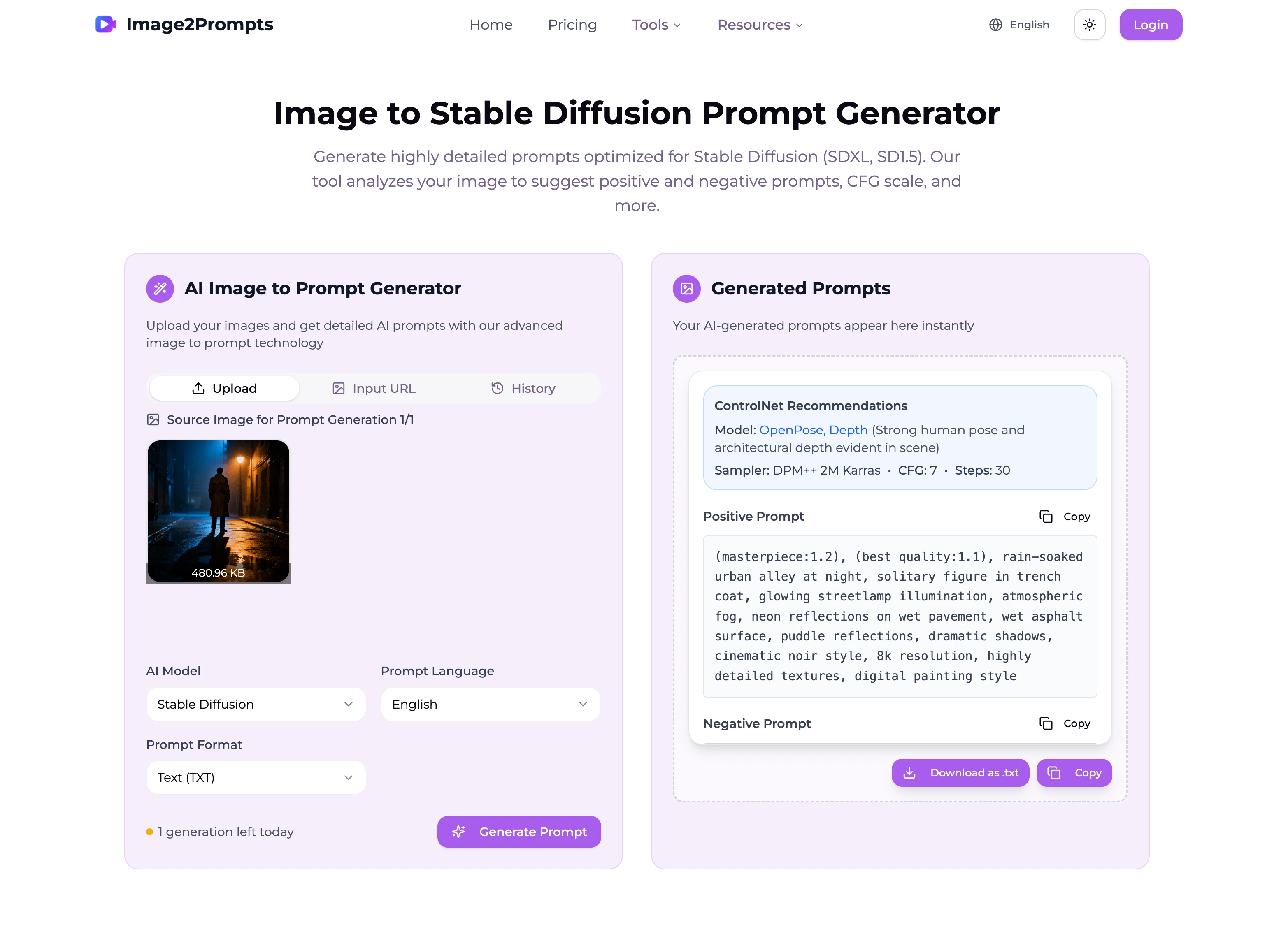 Stable Diffusion Prompt Generator Interface