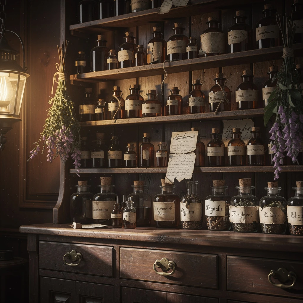 Victorian apothecary generated by Flux 2 showing creative interpretation and cultural richness