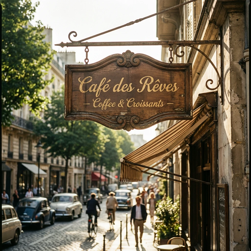 Vintage cafe sign generated by Nano Banana Pro showing surgical precision and perfect kerning